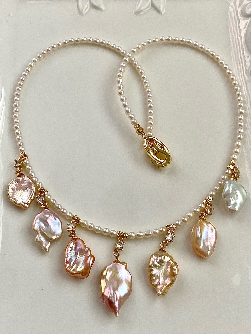 N304–Premium Metallic Keshi Pearl And Baby Pearl Necklace